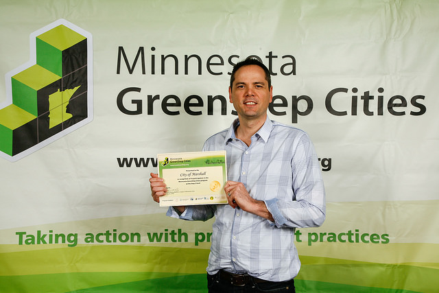 Ben Martig receives the GreenStep Cities Award for the city of Marshall